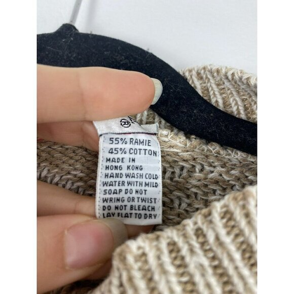Vintage 3D Knit Grandpa/Dad Sweater 80s/90s Beige Tan Oversized Small S - Picture 4 of 5